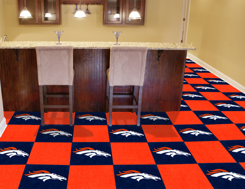 Denver Broncos Carpet Tiles - NFL Carpet Squares - Denver Broncos NFL 18' x  18' Carpet Tiles