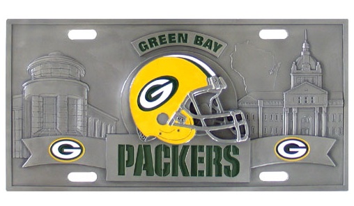 Green Bay Packers NFL 3D Pewter License Plate